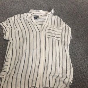 White and blue flowy button up